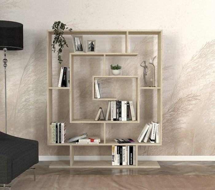 Hanah Home Estantería de Travertino 124.8x149.4x22 cm Tablero de Partículas Recubierto de Melamina